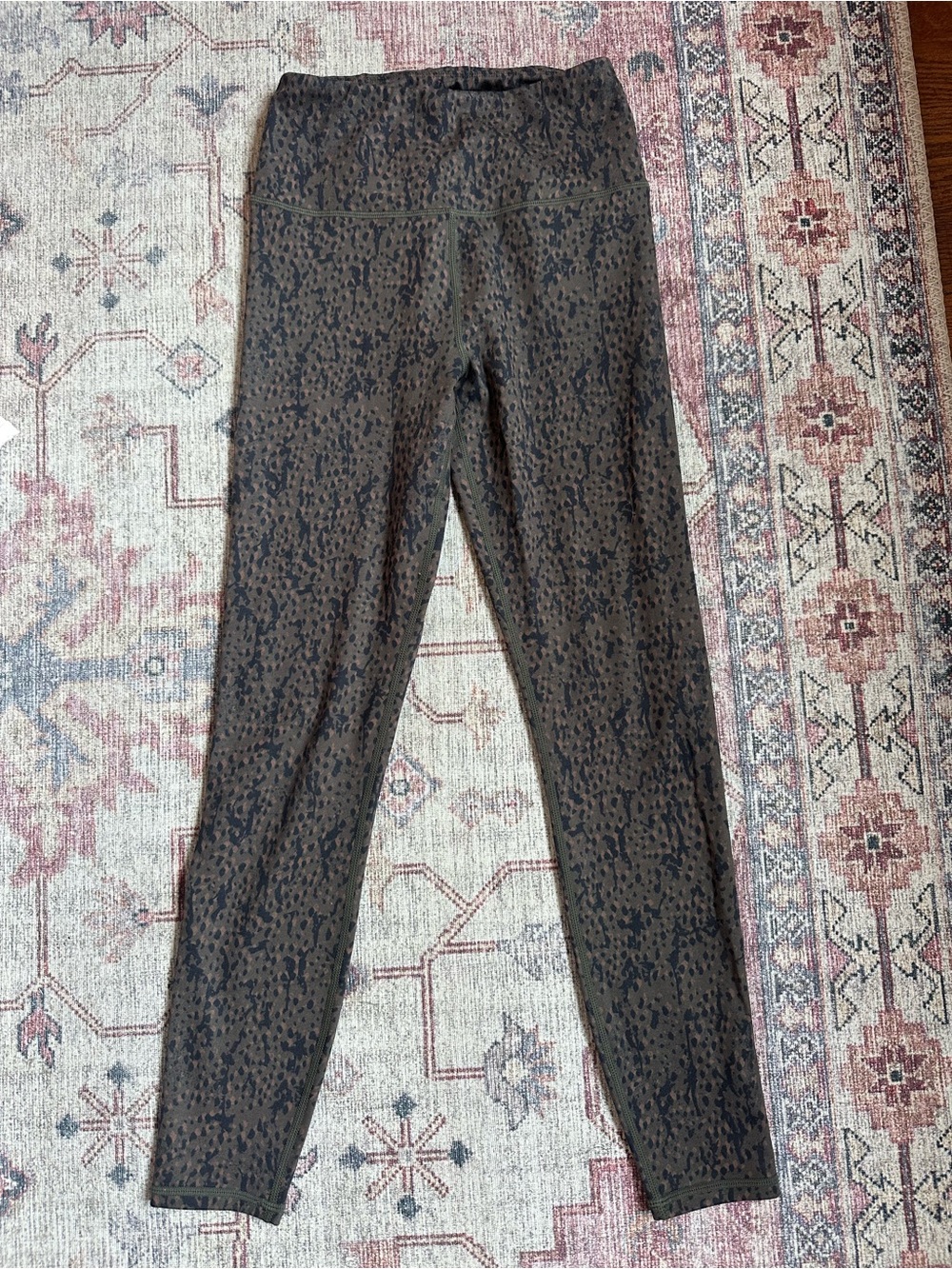 Varley Olive Green Leopard-Print High-Waist Leggings